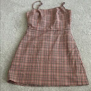 Aritzia Red and White Spaghetti Strap Sundress